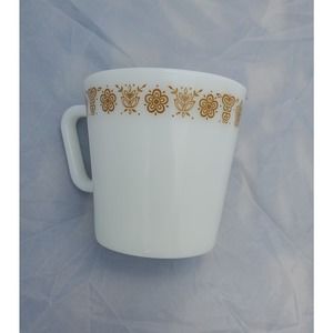 Vintage Pyrex Pair of Butterfly Gold Coffee Mugs